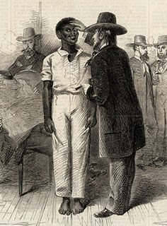 Ngociant examinant un esclave avant une vente (United States National Slavery Museum Collection)