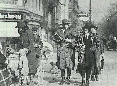 Rene Sintenis (1888-1965), sculptor, photographed with a group of friends.